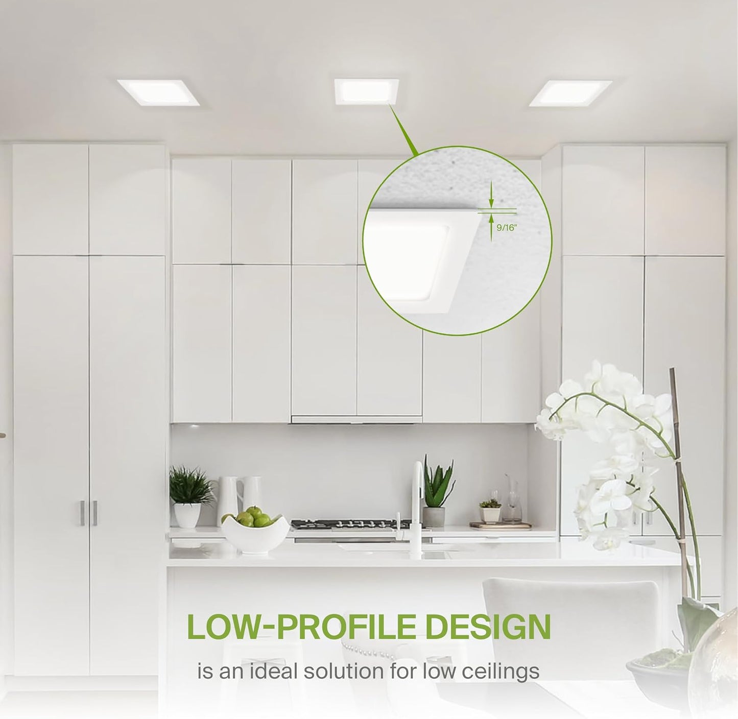 ASD Lighting LED Recessed Mini Panel Square 8inch 20W 120V Triac 2700/3000/3500/4000/5000K White UL Energy Star