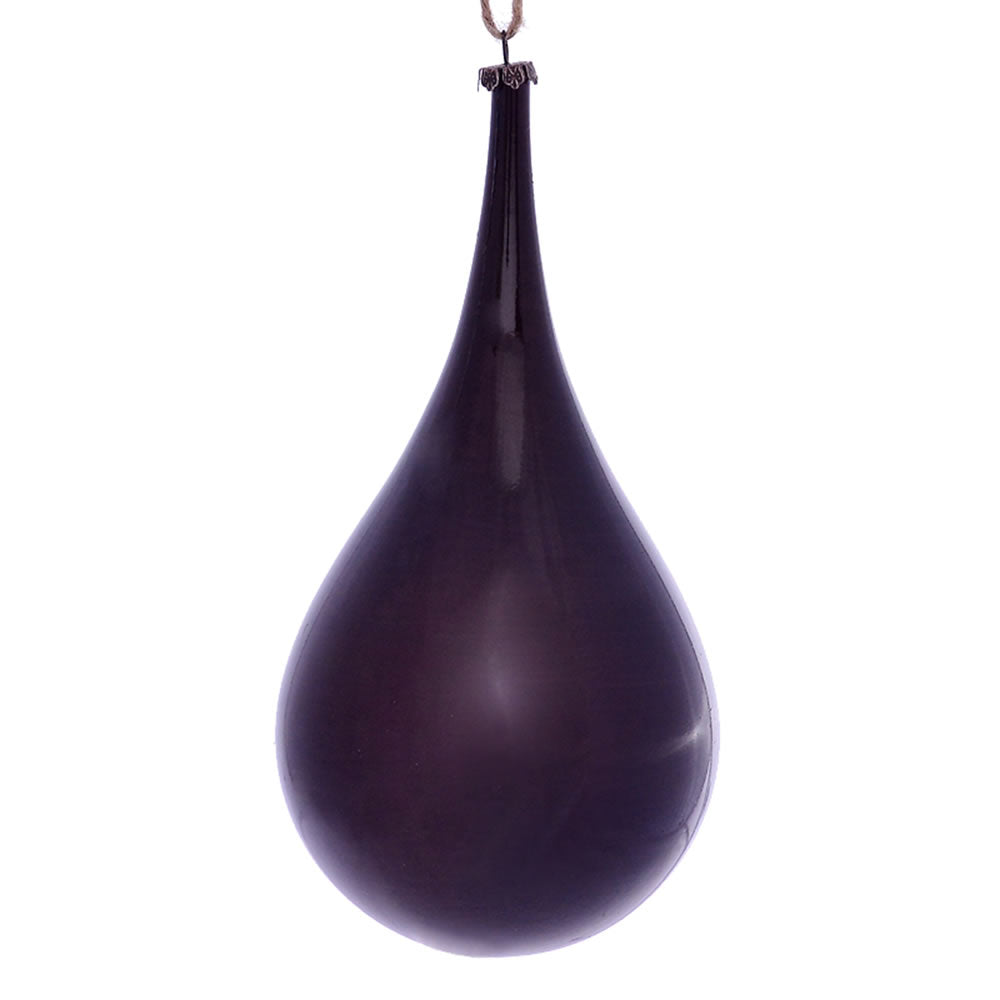 Vickerman 4" Plum Wood Grain Teardrop Ornament Pack of 2