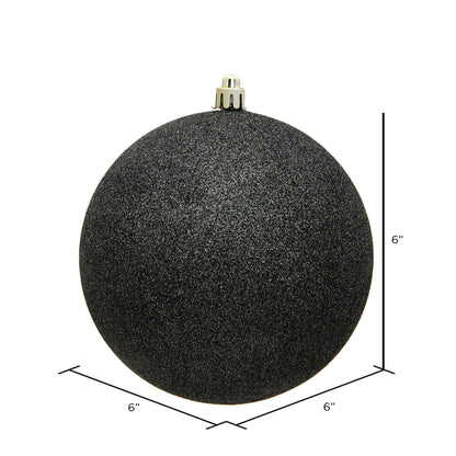 Vickerman 6" Gunmetal Glitter Ball Ornament 4 per Bag