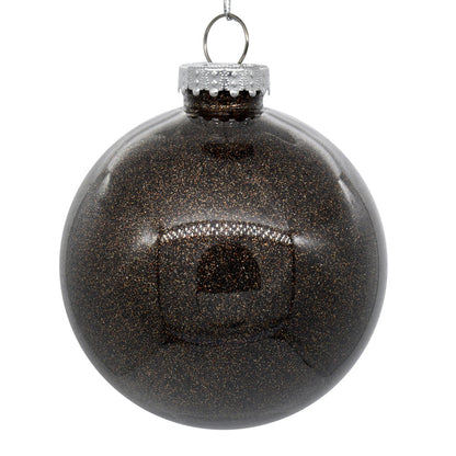 Vickerman 4" Clear Ball Christmas Ornament with Chocolate Glitter Interior 6 Pieces per bag