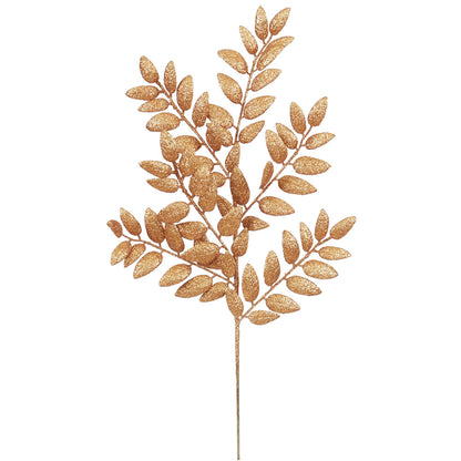 Vickerman 22" Copper Glitter Honey Locust Artificial Christmas Spray. Includes 6 sprays per pack.