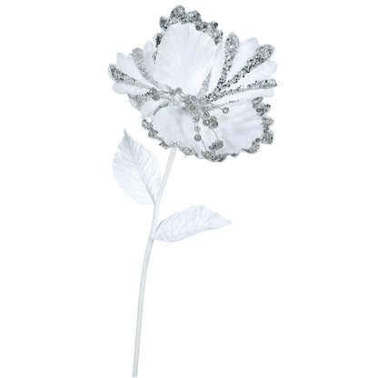 Vickerman 23" White Hibiscus Artificial Christmas Pick 3 per Bag