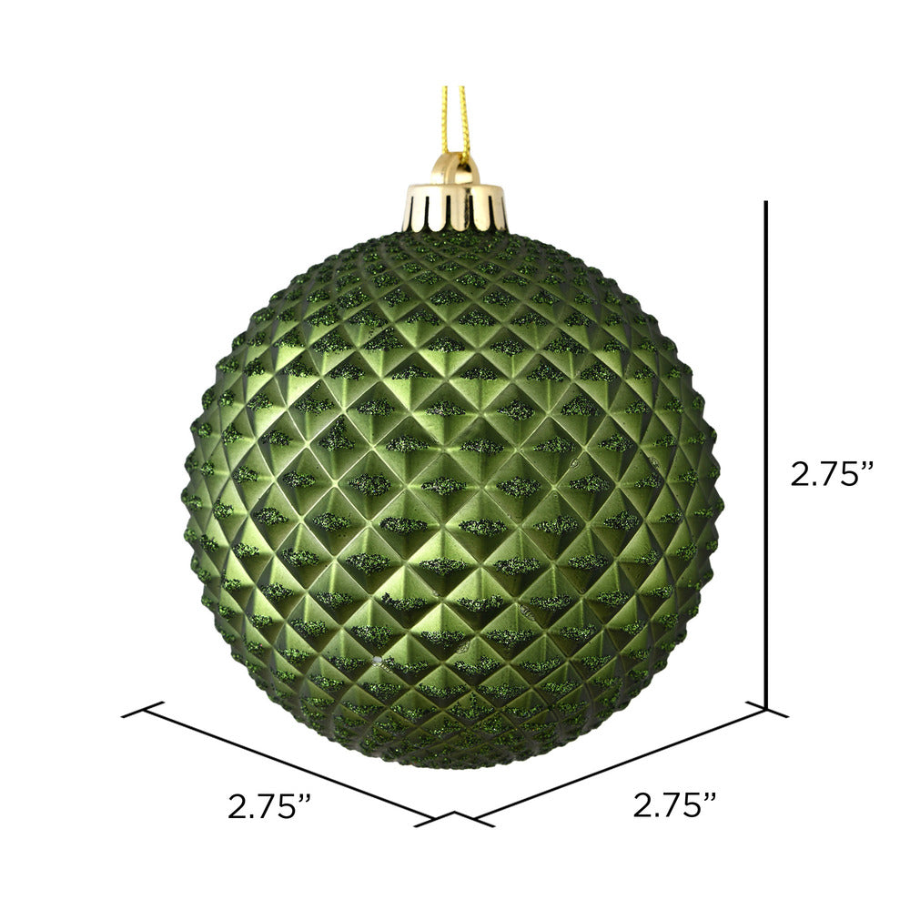 Vickerman 2.75" Moss Green Durian Glitter Ball Ornament 12 per Bag