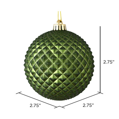 Vickerman 2.75" Moss Green Durian Glitter Ball Ornament 12 per Bag