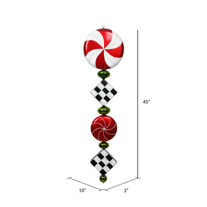 Vickerman 45" Red Lime and Black Checkered Shiny Jumbo Finial Ornament