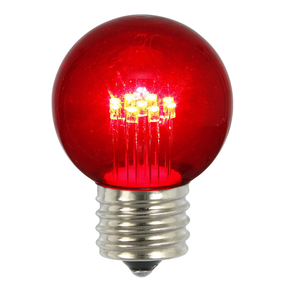 Vickerman Red Glass G50 Transparent LED Replacement Bulb 5 per Box