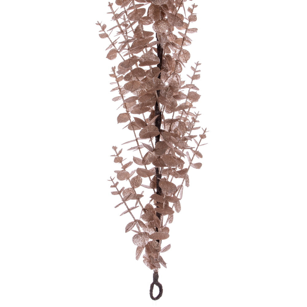Vickerman 6' Café Latte Artificial Eucalyptus Glitter Garland.