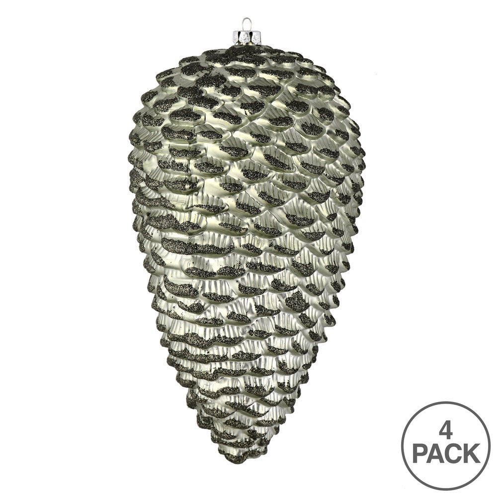 Vickerman 7" Wrought Iron Matte Glitter Pinecone Christmas Ornament 4 per pack