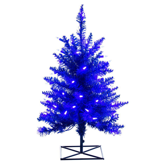 Vickerman 2' x 20" Navy Artificial Pre-Lit Christmas Tree, 50 Blue LED Lights.
