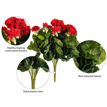 Vickerman 17.5" Artificial Red Geranium Bush.