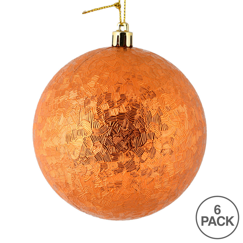 Vickerman 4" Burnished Orange Brushed Ball Ornament 6 per Bag