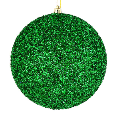 Vickerman 4" Green Beaded Ball Ornament 6 per Bag