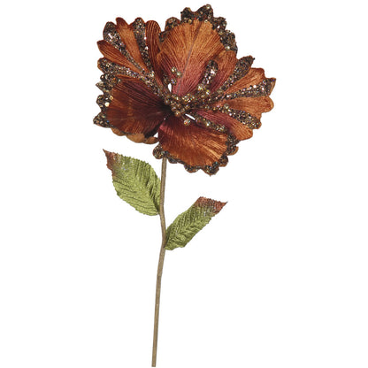 Vickerman 23" Chocolate Hibiscus Artificial Christmas Pick 3 per Bag