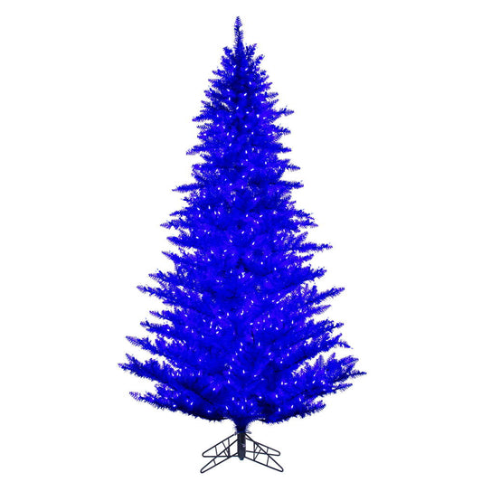 Vickerman 5.5' x 42" Blue Artificial Pre-Lit Christmas Tree with LED Mini Lights and Metal Tree Stand
