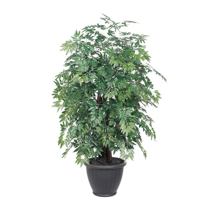 Vickerman 4' Artificial Ming Aralia Extra Full Bush Gray Round Plastic Container.