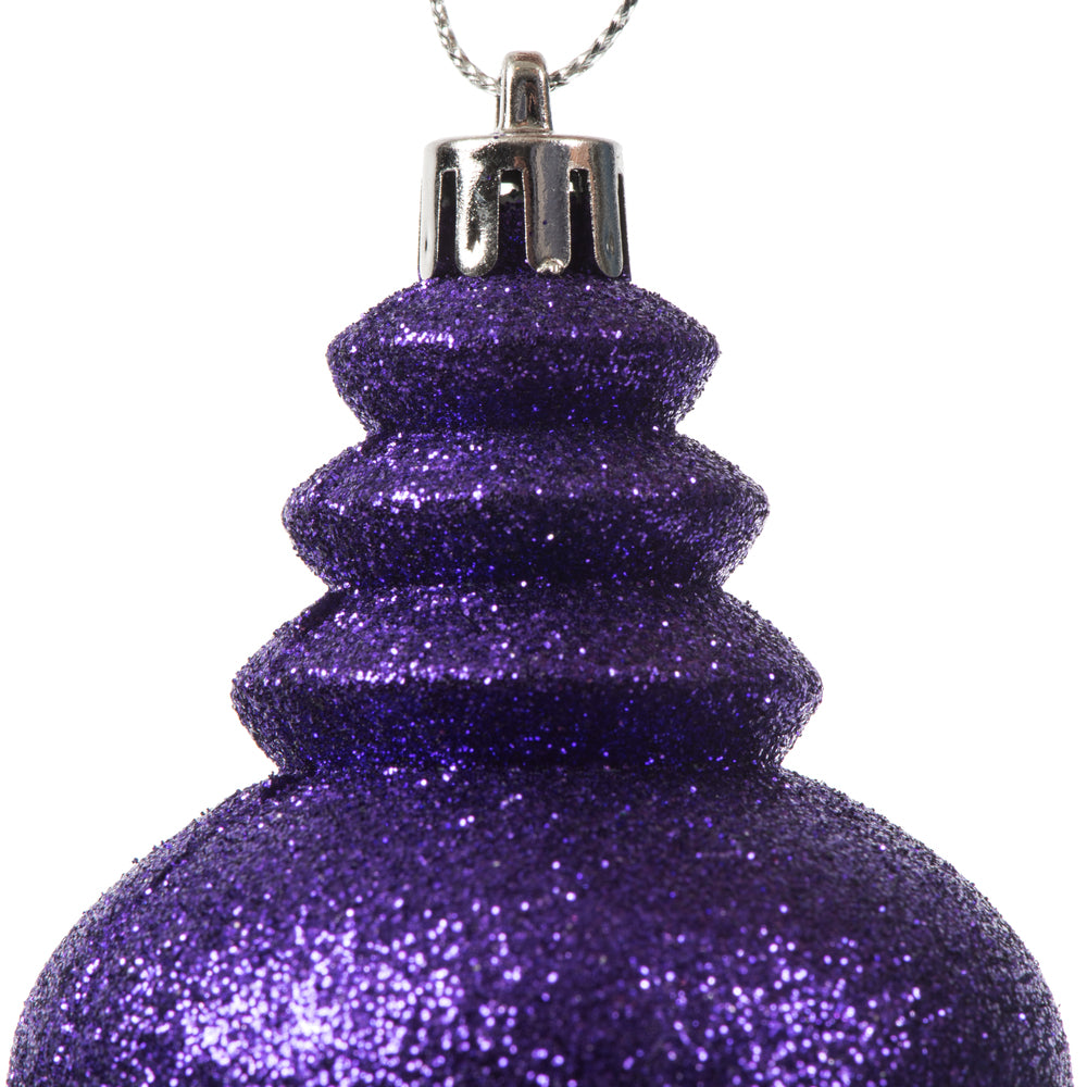 Vickerman 7" Purple 4-Finish Finial Ornament 8 per Box