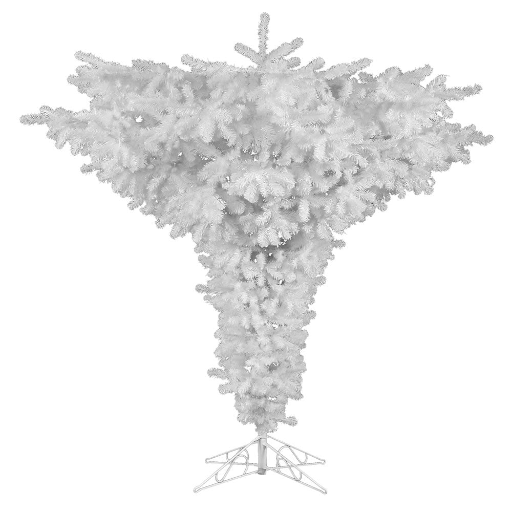 Vickerman 7.5' Crystal White Spruce Upside Down Artificial Christmas Tree Clear Dura-lit Incandescent Lights