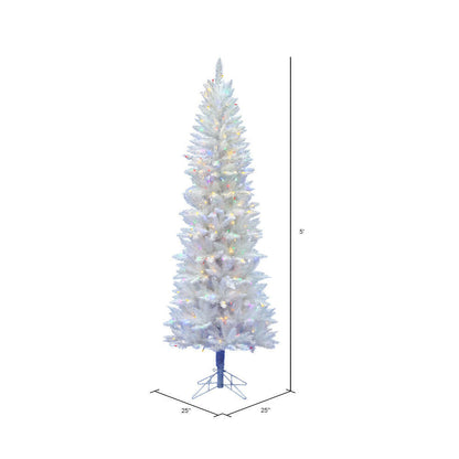 Vickerman 7.5' Sparkle White Spruce Pencil Artificial Christmas Tree Multi-Colored LED Lights