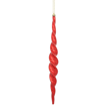 Vickerman 14.6" Red Shiny Spiral Icicle Christmas Ornament Pack of 2