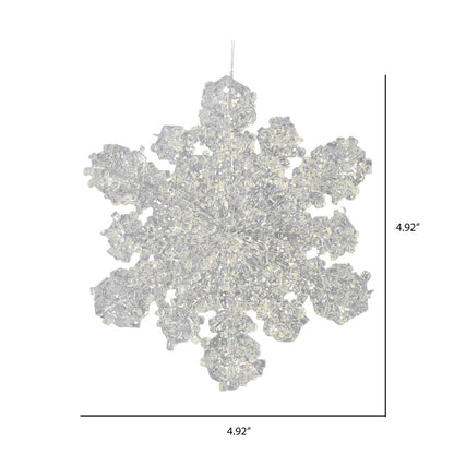Vickerman 5" Clear Snowflake Silver Glitter. Includes 6 pieces per bag.