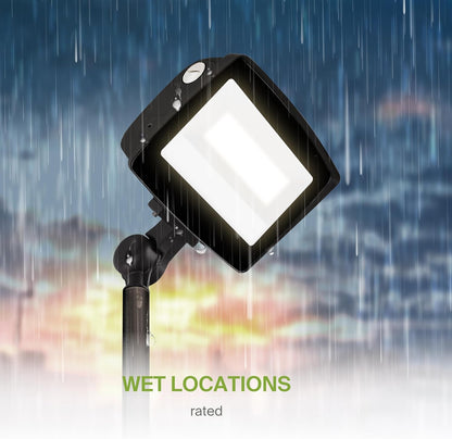 ASD Lighting LED Floodlight with knuckle Power Adjustable 30/55/75W 120-277V CCT Selectable 3000/4000/5000K Black UL DLC Premium