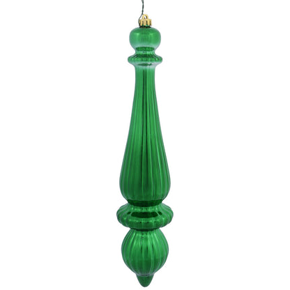 Vickerman 14" Green Shiny Finial Drop Ornament Pack of 2