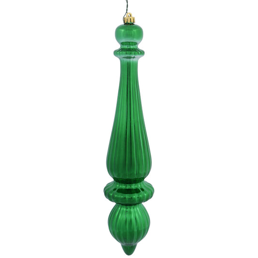 Vickerman 14" Green Shiny Finial Drop Ornament Pack of 2