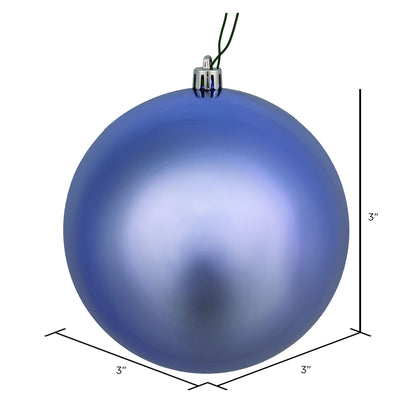 Vickerman 3" Periwinkle Shiny Ball Ornament 12 per Bag