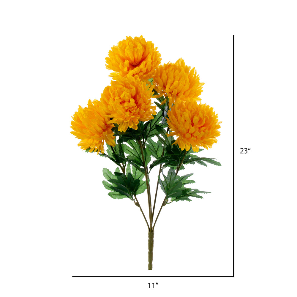 Vickerman 23" Artificial Marigold Yellow Mum Bush x 5