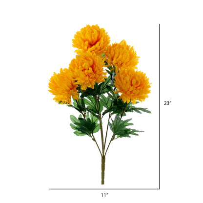 Vickerman 23" Artificial Marigold Yellow Mum Bush x 5