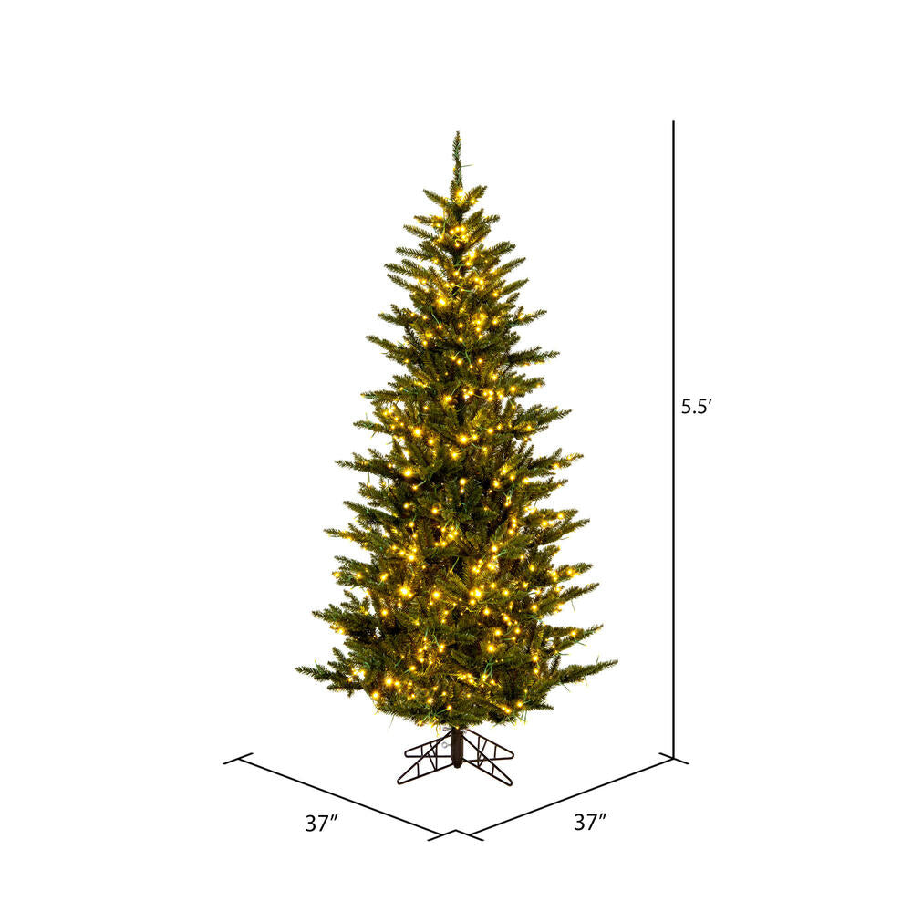 Vickerman 5.5' x 37" Natural Slim Fraser Fir Tree 3mm LED Color Changing Lights.