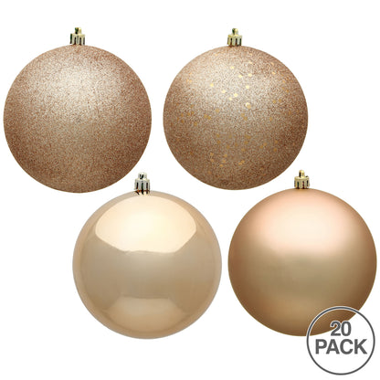 Vickerman 2.75" Café Latte 4-Finish Ball Ornament Assortment 20 per Box