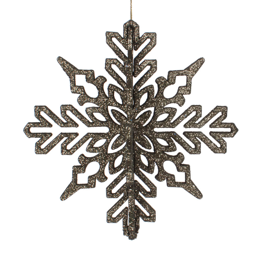 Vickerman 6" Moss Green 3D Glitter Snowflake Christmas Ornament Set of 3