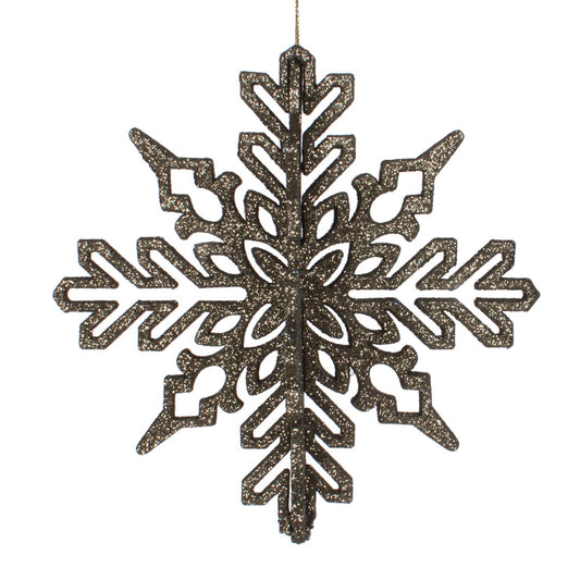 Vickerman 6" Moss Green 3D Glitter Snowflake Christmas Ornament Set of 3