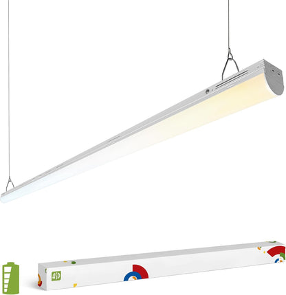 ASD Lighting LED Striplight Fixture with Q-base 8feet Power Adjustable 65/75/90W 120-277V CCT Selectable 3500/4000/5000K with Battery back-up 15W Dimmable White UL DLC Standard