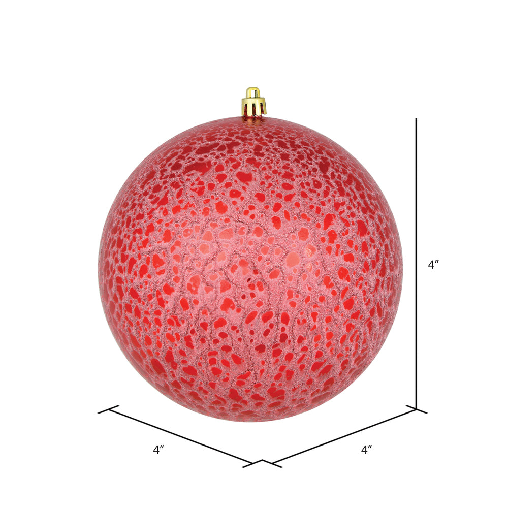 Vickerman 4" Red Crackle Ball Ornament 6 per Bag