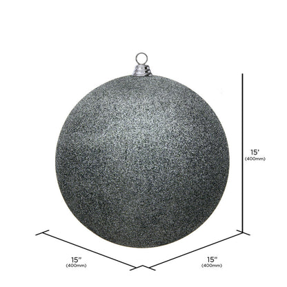 Vickerman 15.75" Pewter Glitter Ball Ornament