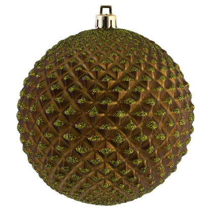 Vickerman 6" Olive Durian Glitter Ball Ornament 4 per Bag