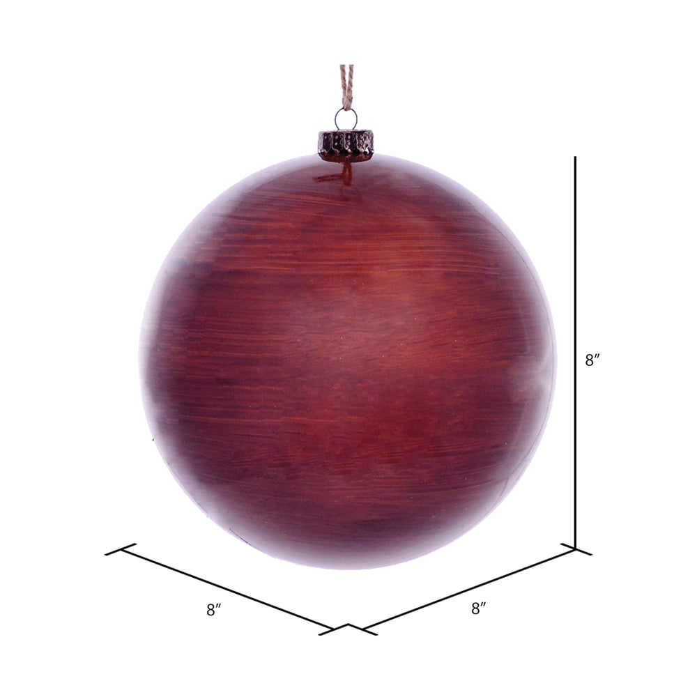 Vickerman 8" Copper Wood Grain Ball Ornament 2 per Bag