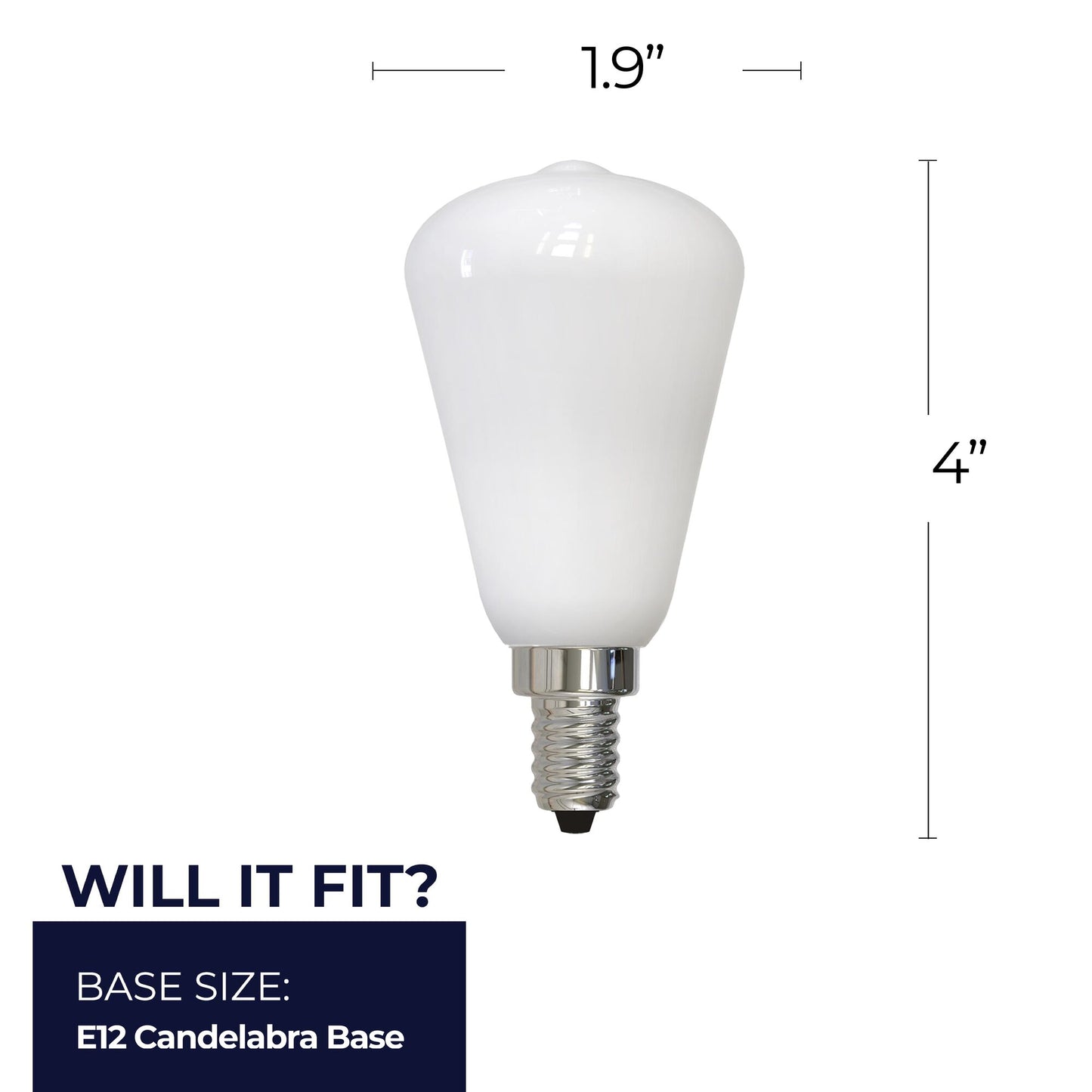 Bulbrite 862051 LED Filament Pack of (4) 4 Watt Dimmable ST15 Light Bulb with Milky Glass Finish and Candelabra (E12) Base - 2700K (Warm White Light), 400 Lumens