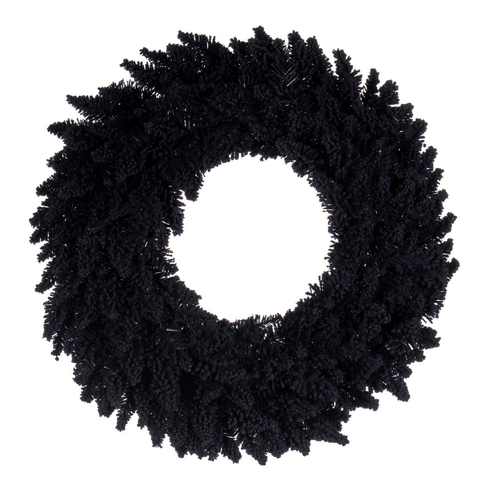 Vickerman 30" Flocked Black Fir Artifical Wreath Unlit with 260 PVC Tips