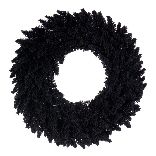 Vickerman 30" Flocked Black Fir Artifical Wreath Unlit with 260 PVC Tips