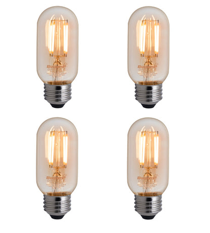 BULBRITE LED T14 MEDIUM SCREW (E26) 4W DIMMABLE FILAMENT LIGHT BULB 2200K/AMBER 40W INCANDESCENT EQUIVALENT 4PK (776605)