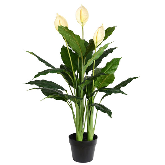 Vickerman 37" Artificial Potted Green Peace Lily Real Touch Plant.