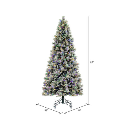 Vickerman 7.5' x 46" Flocked Jackson Pine Artificial Pre-Lit Christmas Tree Multi-Colored Lights.