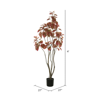 Vickerman 4' Artificial Red Potted Rogot Tree.
