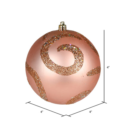 Vickerman 4" Rose Gold Matte Sequin Swirl Ornament 6 per Bag