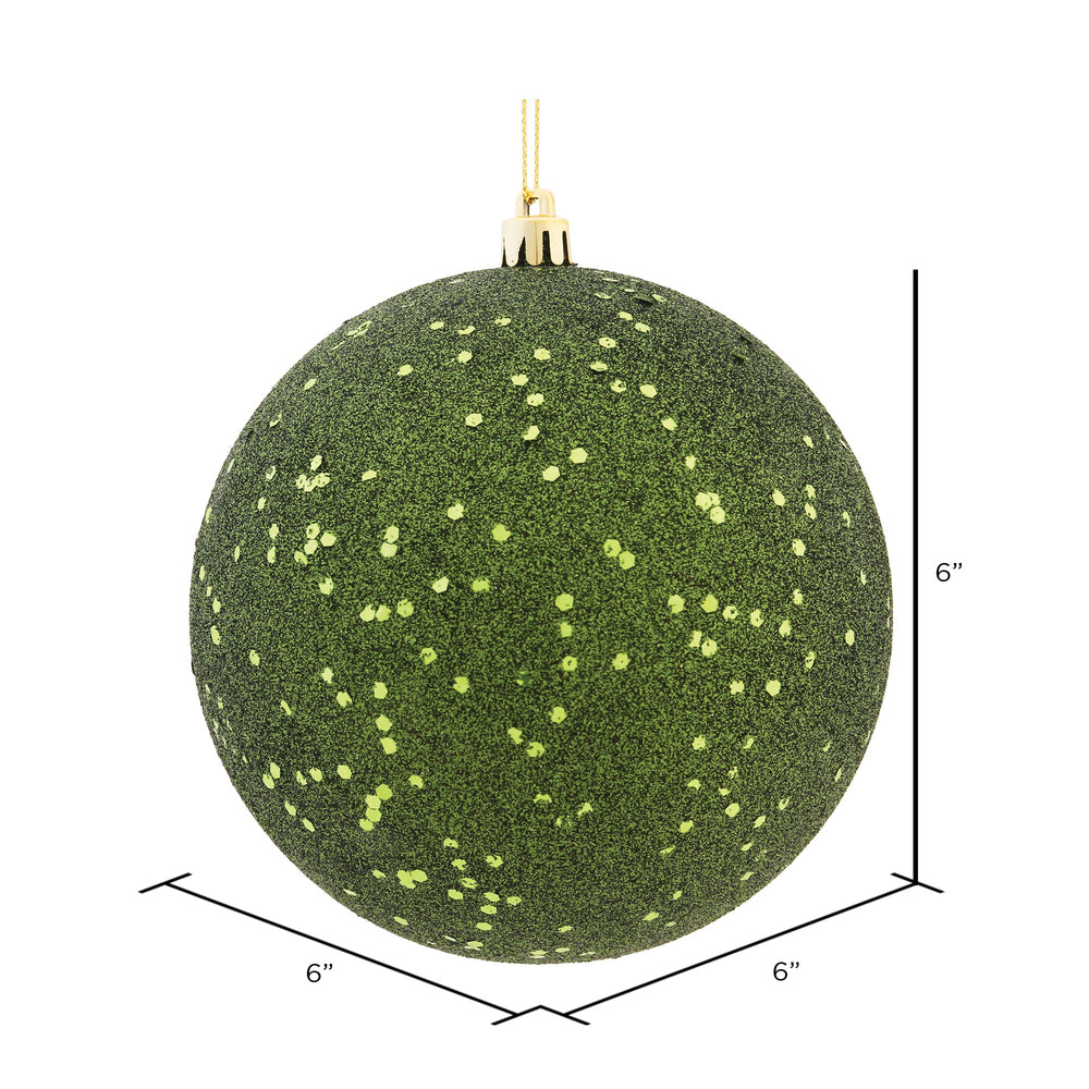 Vickerman 6" Moss Green Sequin Ball Ornament 4 per Bag