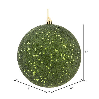 Vickerman 6" Moss Green Sequin Ball Ornament 4 per Bag