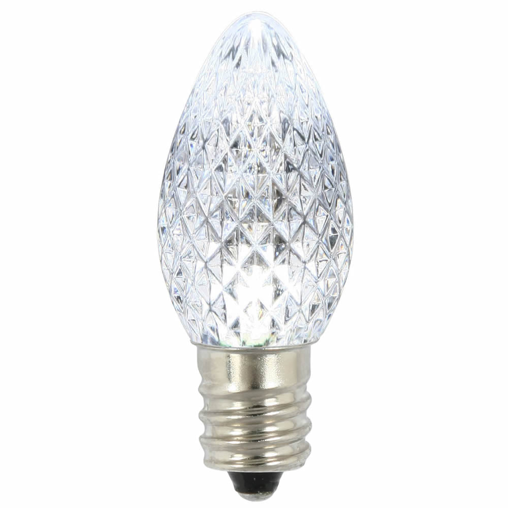 Vickerman C7 LED Pure White Faceted Replacement Bulb .38 Watts 120V 3pc LED bag of 25